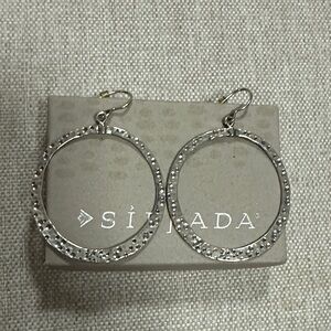 Silpada Hammered Circle Hoop Textured Earrings .925 Sterling Silver W1552